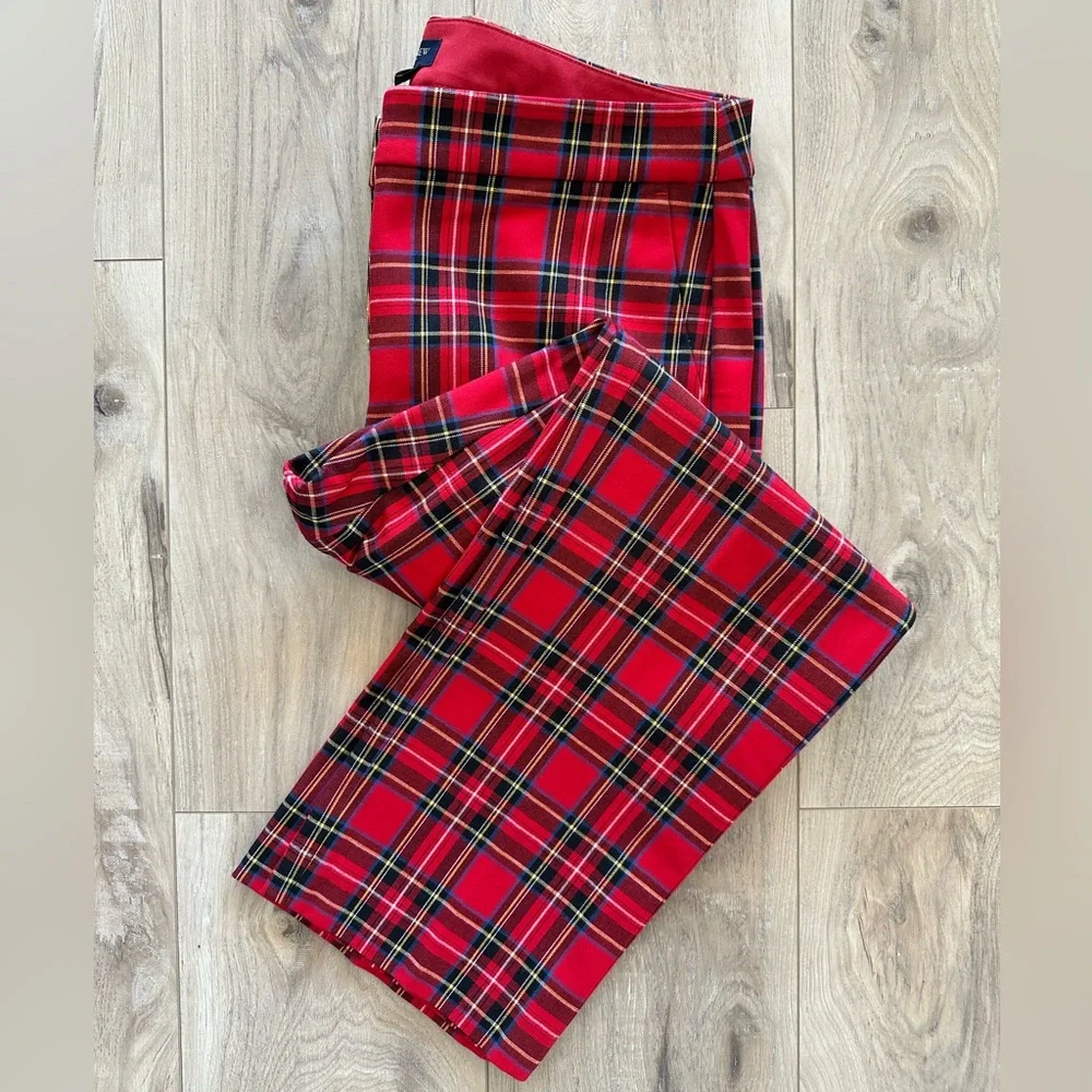 J. Crew Vibrant Holiday Red Plaid Suit (Trousers & Blazer)